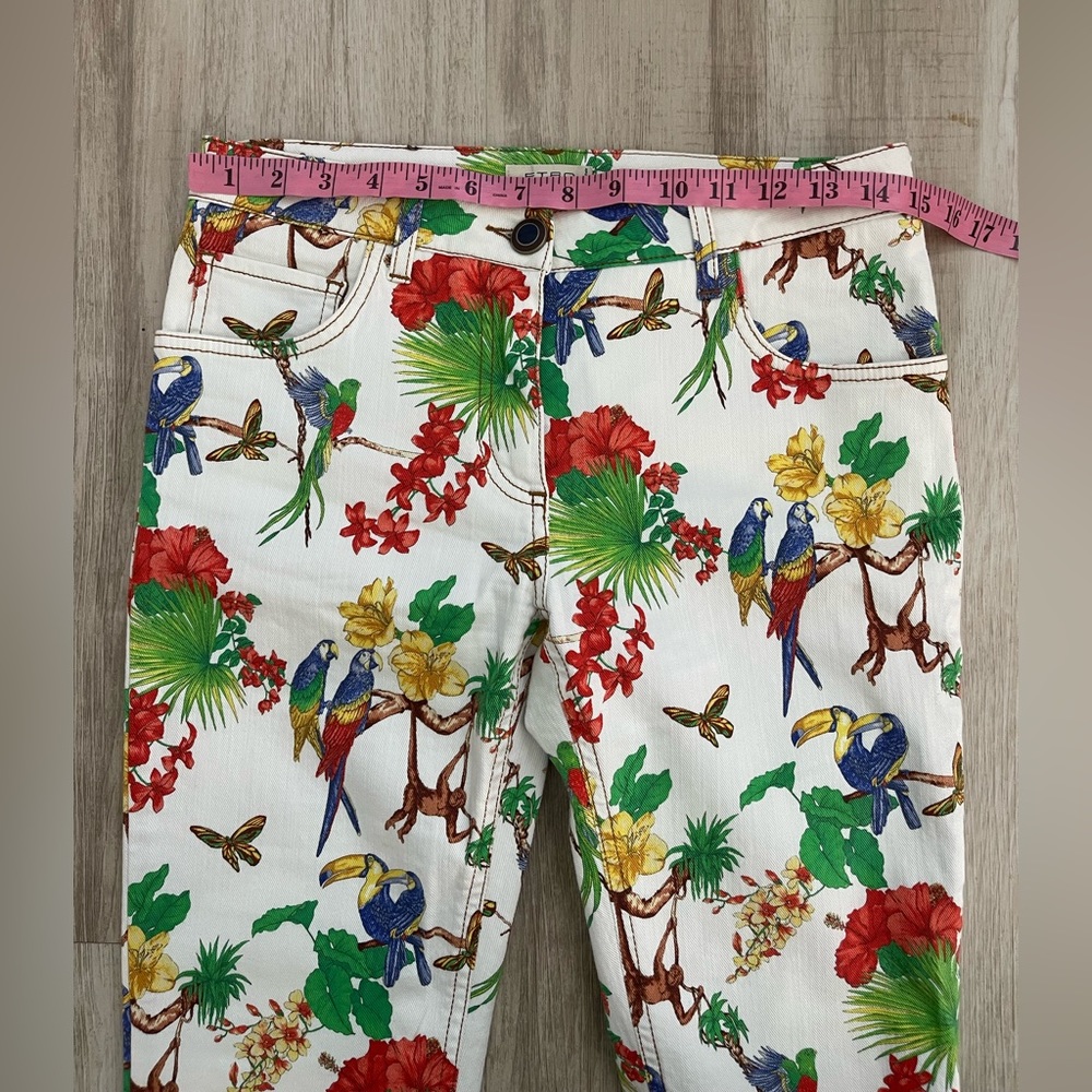 Etro White Forest Printed Denim Skinny Jeans 28 - Picture 6 of 12